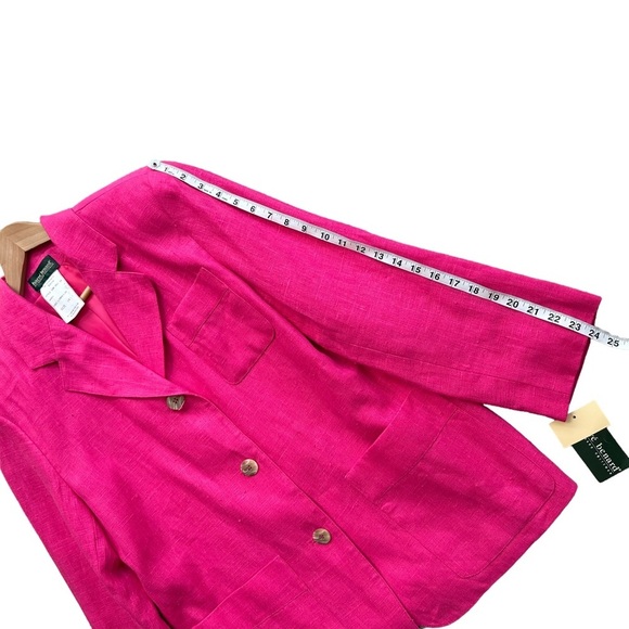 Vintage Harve' Benard Women's Pink 100% Linen with Front Pocket Jacket Size: 14 - Picture 11 of 13